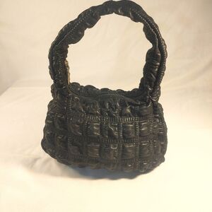 Jason Wu Black Quilted Mini Handbag Ruched Handle Leather
